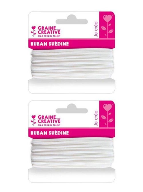 2 rubans en suédine 5 m - Blanc - Graine Créative - Kiabi