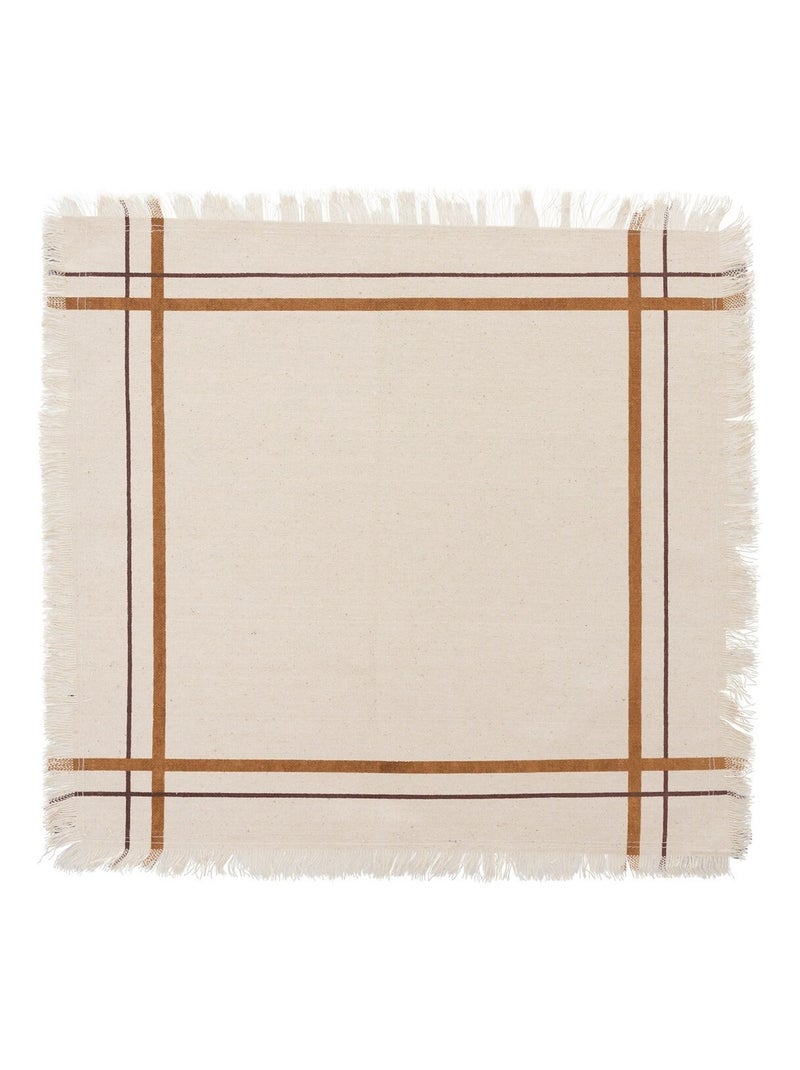 2 Serviettes de table rayees en coton 40 x 40 cm Mahas Beige - Kiabi