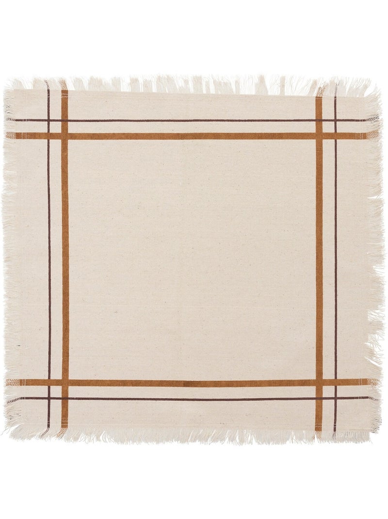 2 Serviettes de table rayees en coton Mahas Beige - Kiabi