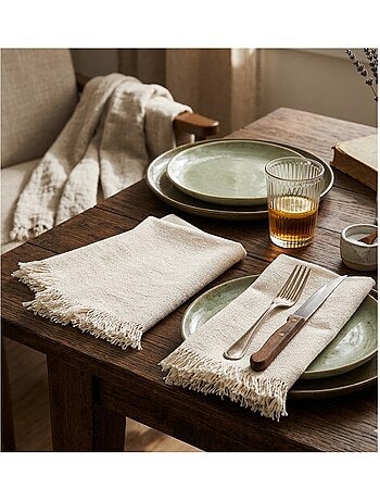 2 Serviettes de tables a franges en coton