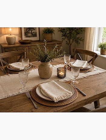 2 Serviettes de tables a franges en coton
