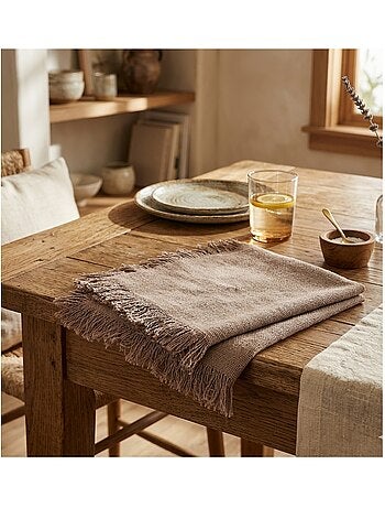 2 Serviettes de tables a franges en coton