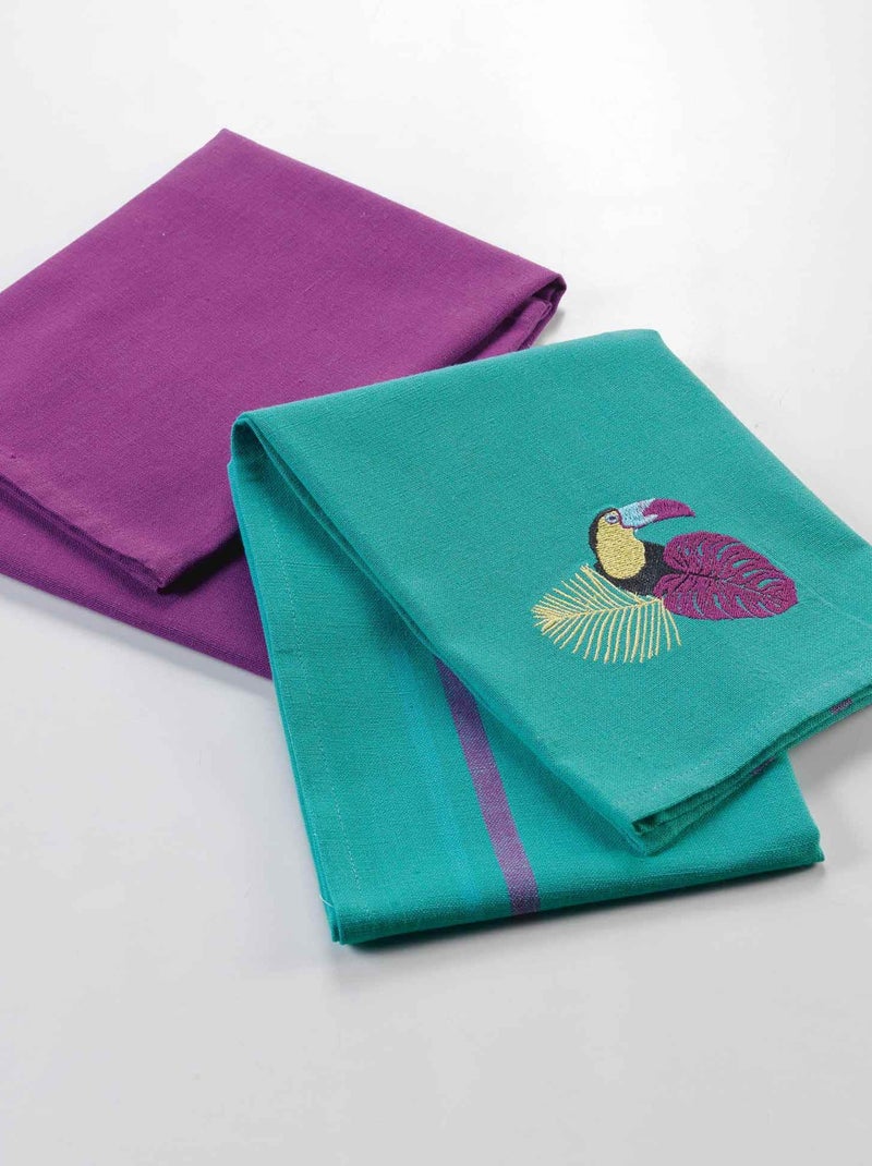 2 Serviettes torchons  50 x 70 cm Hawaina toucan Violet - Kiabi