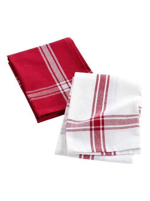 2 Serviettes torchons coton recycle Collection Cuisiline - Kiabi