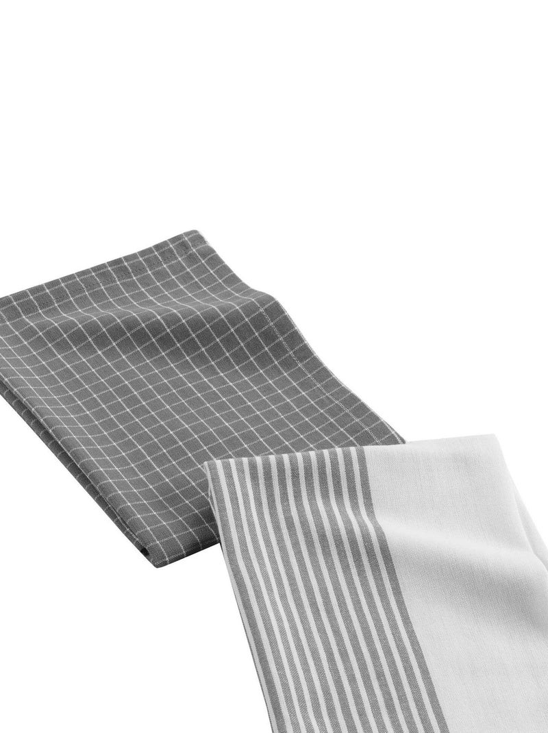 2 Serviettes torchons de cuisine Gris - Kiabi