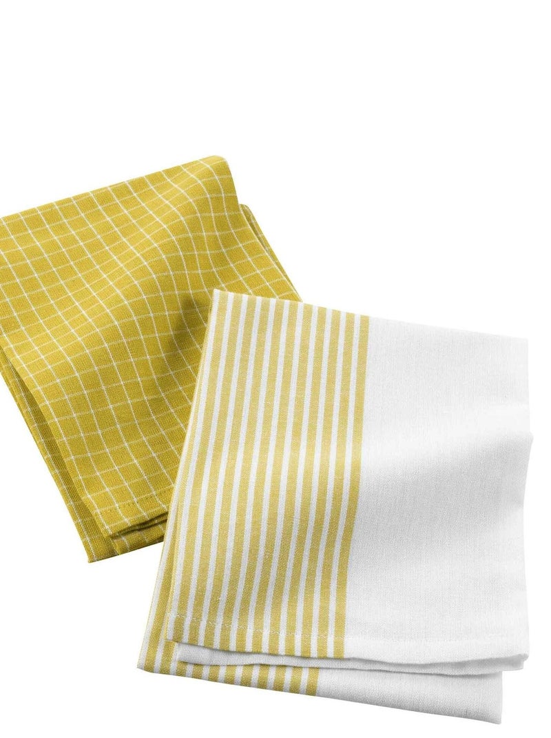 2 Serviettes torchons de cuisine Jaune - Kiabi
