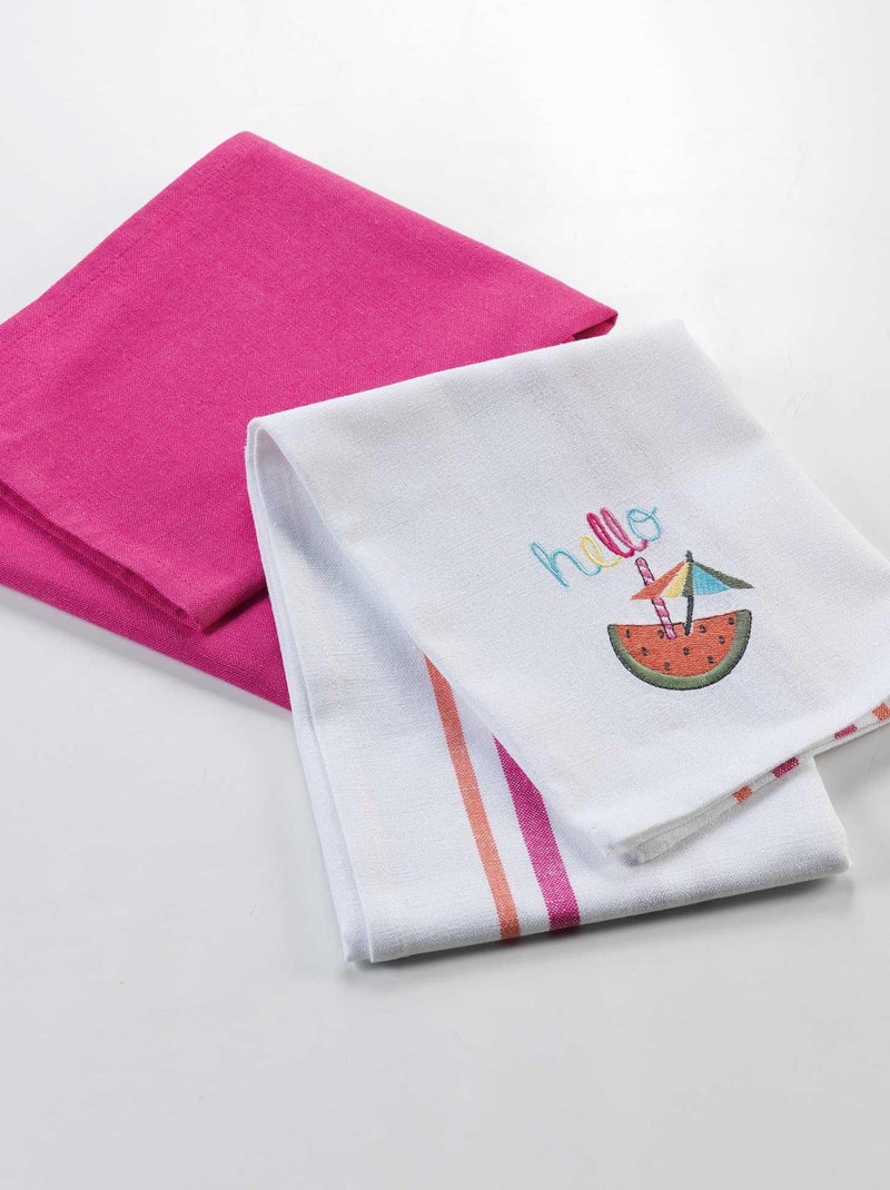 2 Serviettes torchons Ibiza Rose - Kiabi