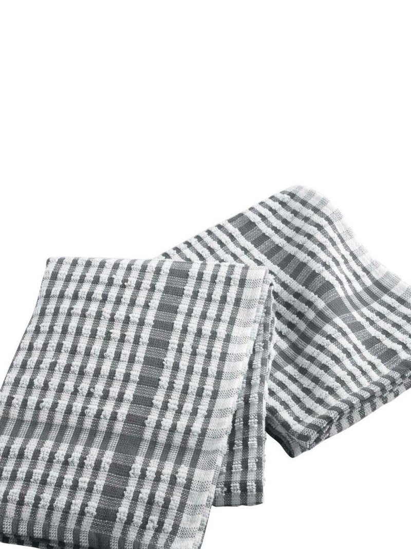 2 Serviettes torchons mineo carreau gris anthracite - Kiabi