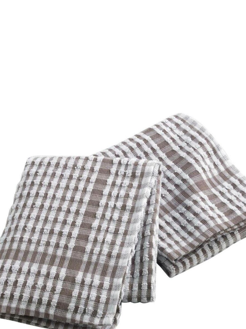 2 Serviettes torchons mineo carreau Gris taupe - Kiabi