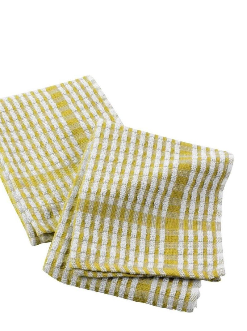 2 Serviettes torchons mineo carreau Jaune - Kiabi