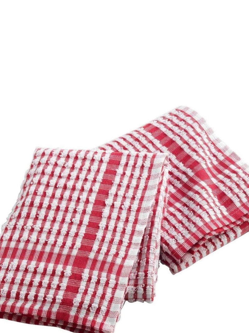2 Serviettes torchons mineo carreau Rouge - Kiabi