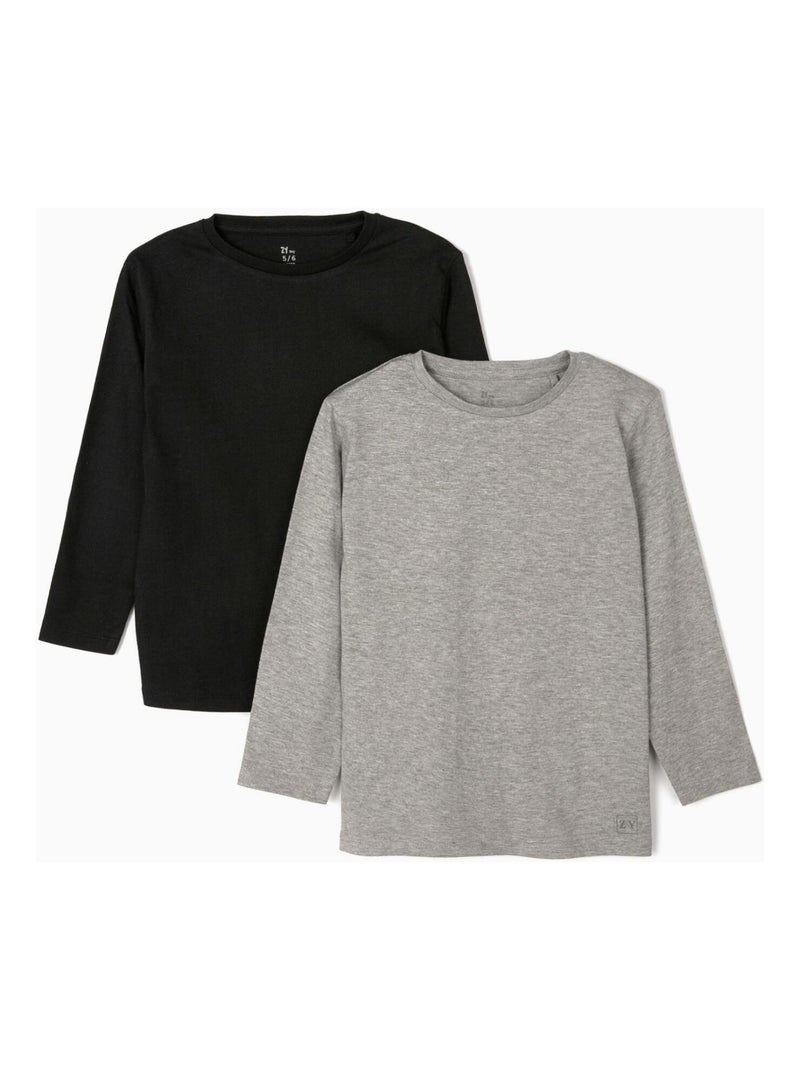 2 T-shirts manches longues pour garçon manches longues  DISRUPTION Noir - Kiabi