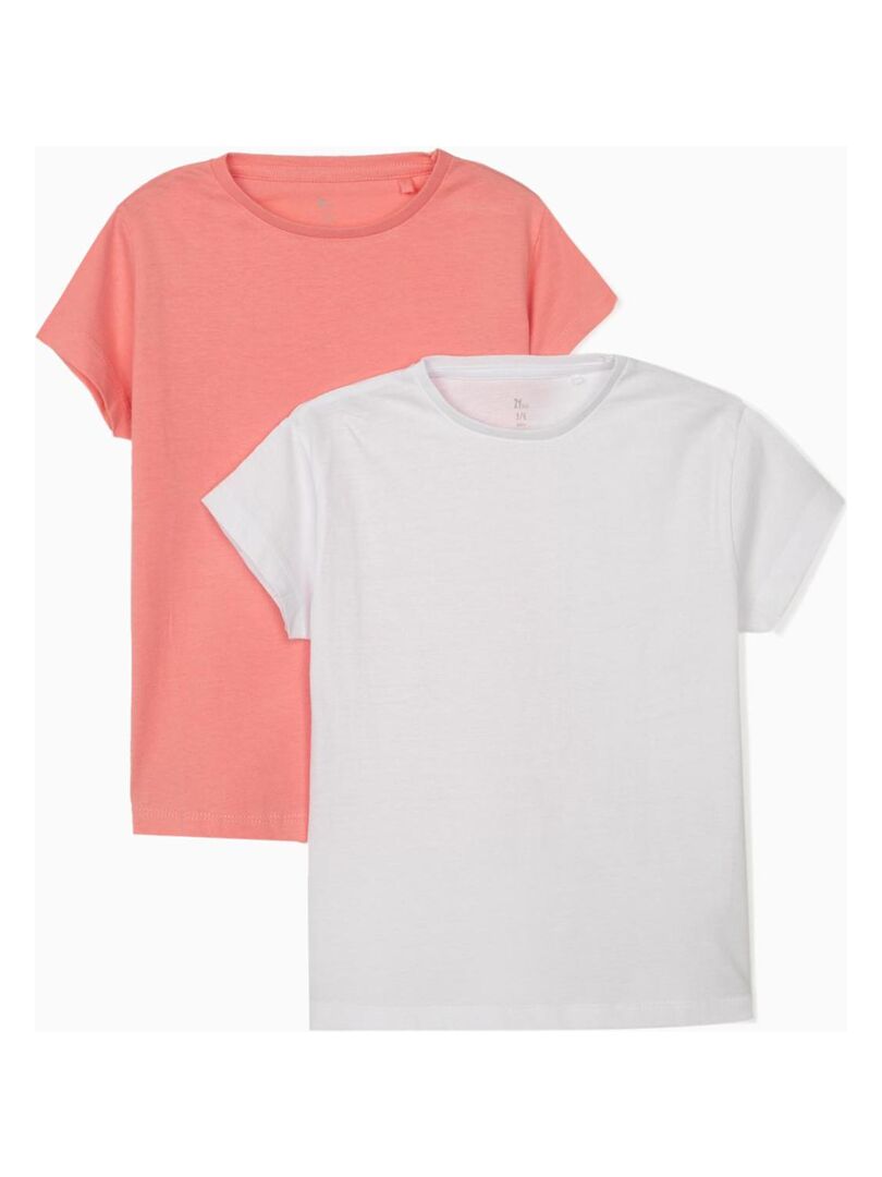 2 T Shirts Unis Fille manches courtes DISRUPTION Rose Kiabi