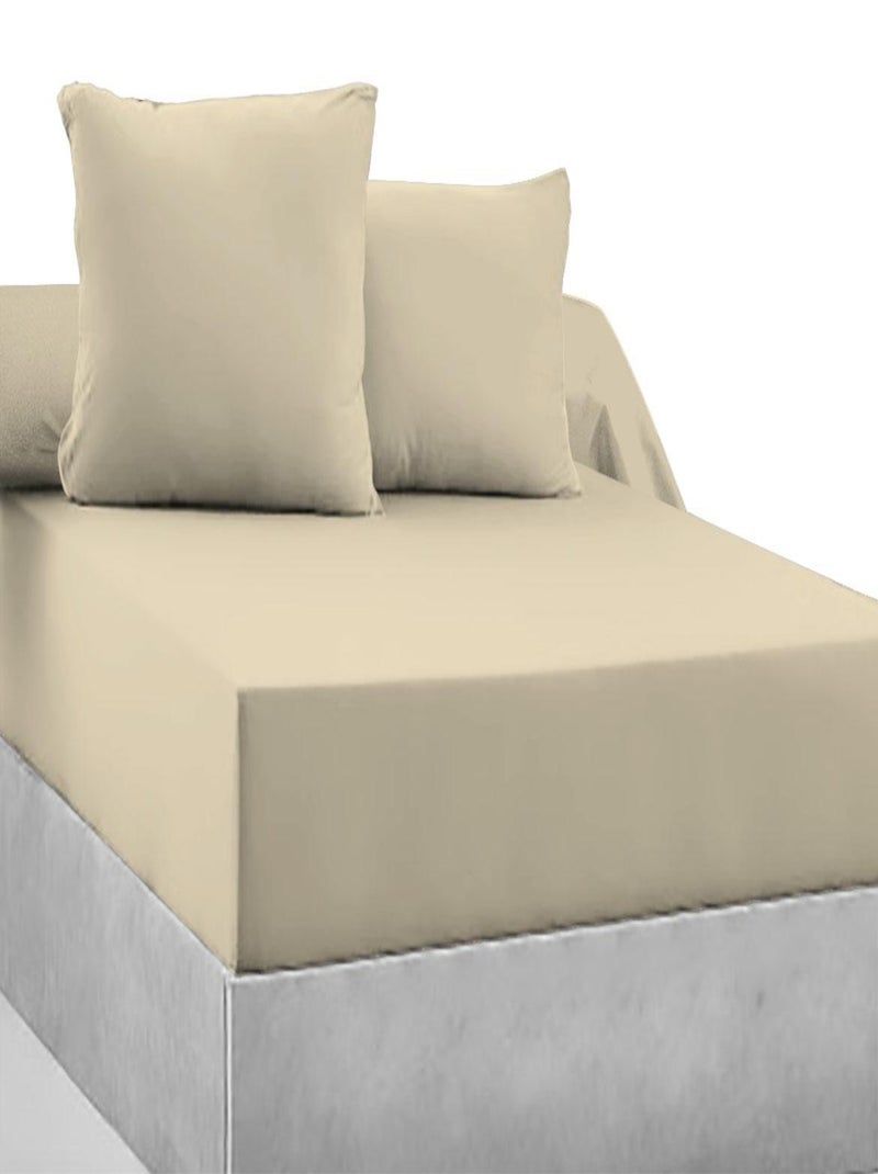2 Taies d'Oreiller  100% coton 57 Fils - Le linge de Jules Beige sable - Kiabi