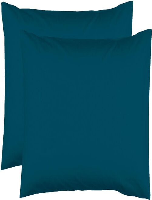 2 Taies d'Oreiller 63 x 63 cm - Bleu Canard - Kiabi