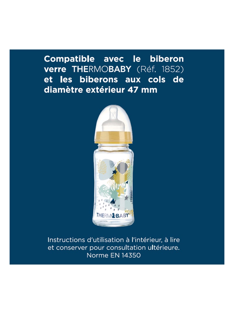 2 tétines en silicone Gros biberons Type médium Débit moyen Transparent - Kiabi