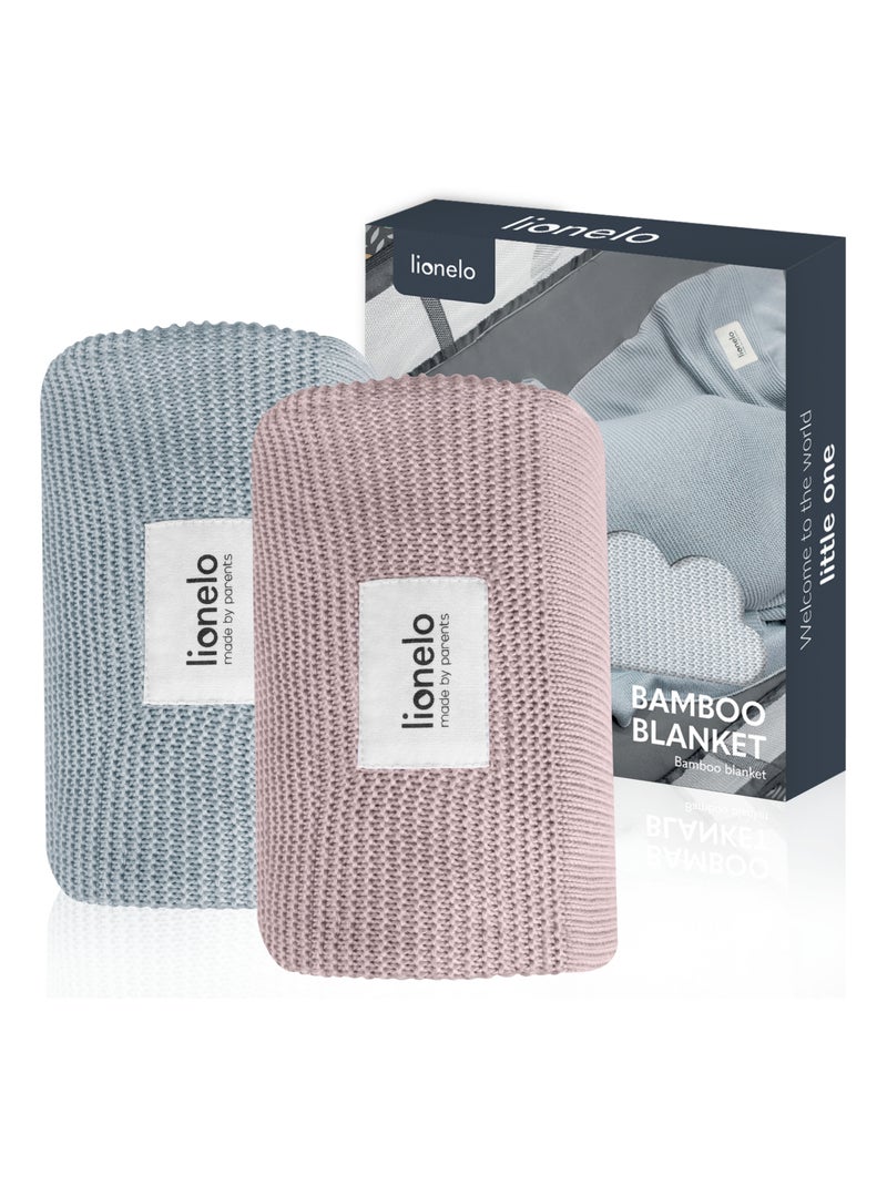 2 x Couverture en bambou - LIONELO - 75 x 100 cm - Couverture poussette - Hypoallergénique Gris Rose - Kiabi