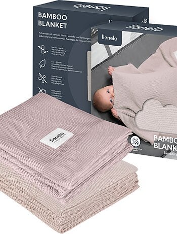 2 x Couverture en bambou - LIONELO - 75 x 100 cm - Couverture poussette - Hypoallergénique