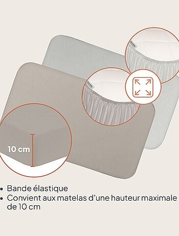 2 x Drap housse bambou pour lit bébé - LIONELO - Cododo et Berceau - 80 x 40 cm - Universelle