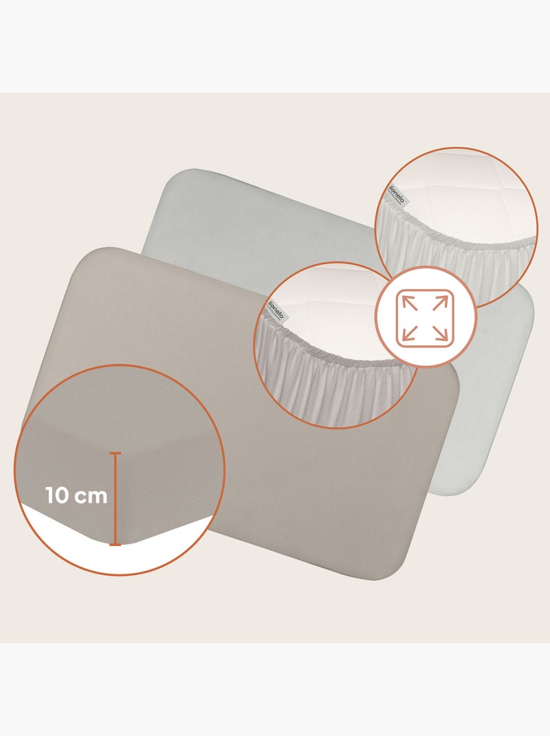 2 x Drap housse bambou pour lit bébé - LIONELO - Cododo et Berceau - 80 x 40 cm - Universelle Beige/Blanc - Kiabi