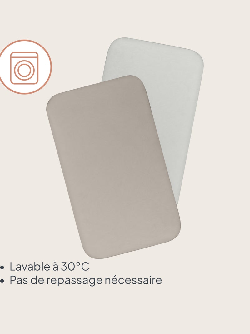 2 x Drap housse bambou pour lit bébé - LIONELO - Cododo et Berceau - 80 x 40 cm - Universelle Gris Blanc - Kiabi