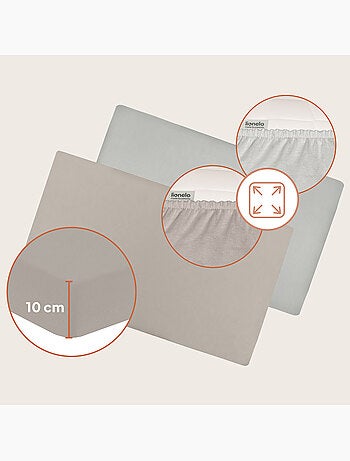 2 x Drap housse bambou pour lit bébé - LIONELO - Lit parapluie - 120 x 60 cm - Universelle