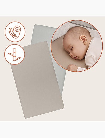2 x Drap housse bambou pour lit bébé - LIONELO - Lit parapluie - 120 x 60 cm - Universelle
