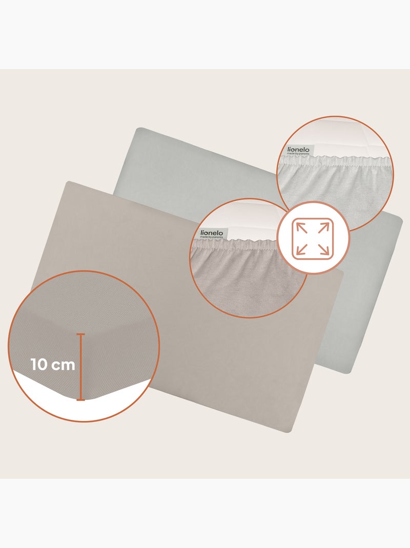 2 x Drap housse bambou pour lit bébé - LIONELO - Lit parapluie - 120 x 60 cm - Universelle Beige/Blanc - Kiabi