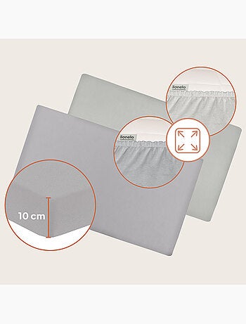 2 x Drap housse bambou pour lit bébé - LIONELO - Lit parapluie - 120 x 60 cm - Universelle