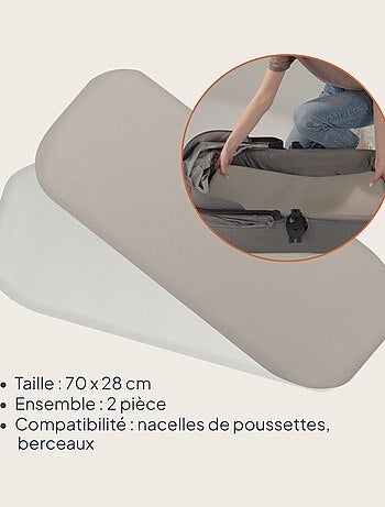 2 x Drap housse bambou pour nacelle - LIONELO - Universelle - 70 x 30 cm