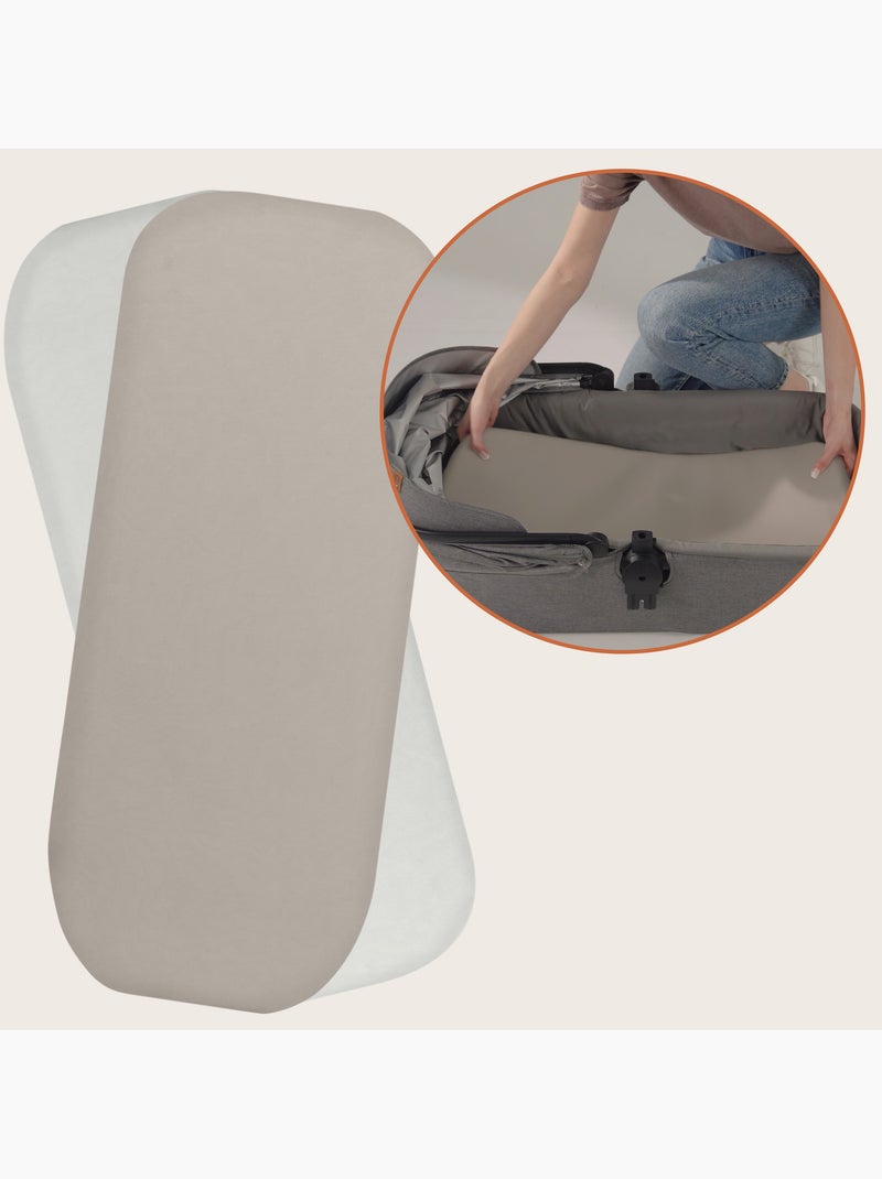 2 x Drap housse bambou pour nacelle - LIONELO - Universelle - 70 x 30 cm Beige/Blanc - Kiabi