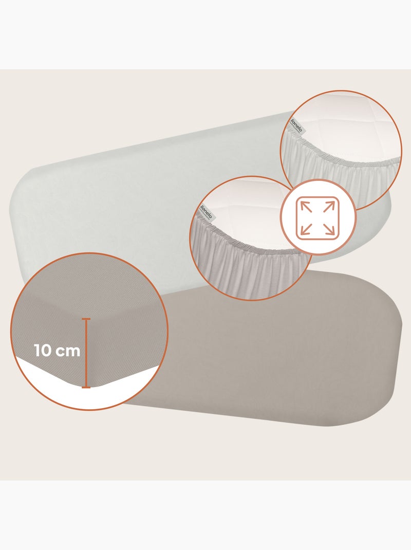 2 x Drap housse bambou pour nacelle - LIONELO - Universelle - 70 x 30 cm Beige/Blanc - Kiabi