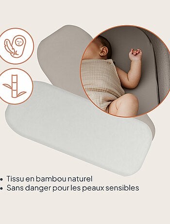 2 x Drap housse bambou pour nacelle - LIONELO - Universelle - 70 x 30 cm