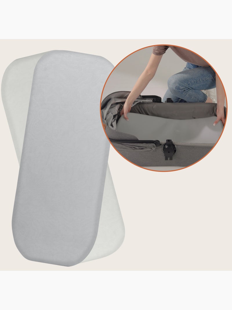 2 x Drap housse bambou pour nacelle - LIONELO - Universelle - 70 x 30 cm Gris Blanc - Kiabi