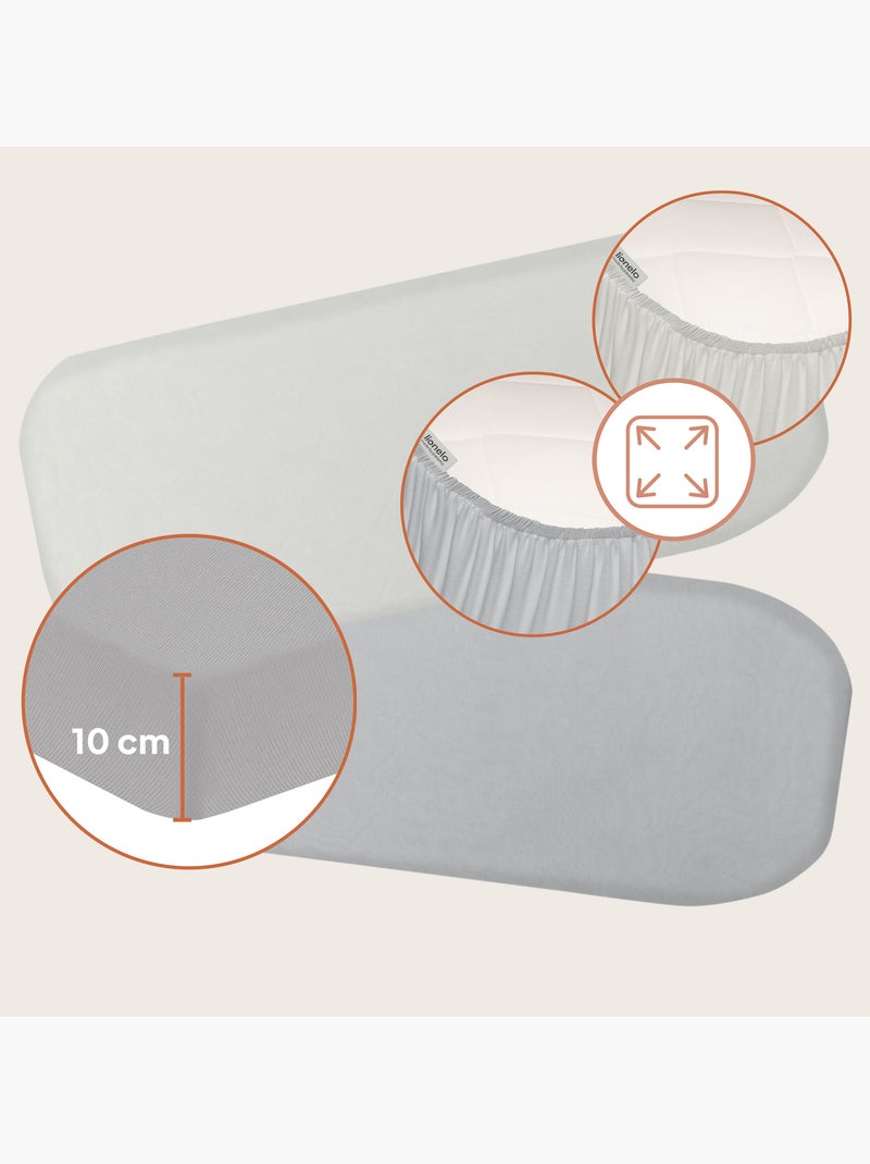 2 x Drap housse bambou pour nacelle - LIONELO - Universelle - 70 x 30 cm Gris Blanc - Kiabi