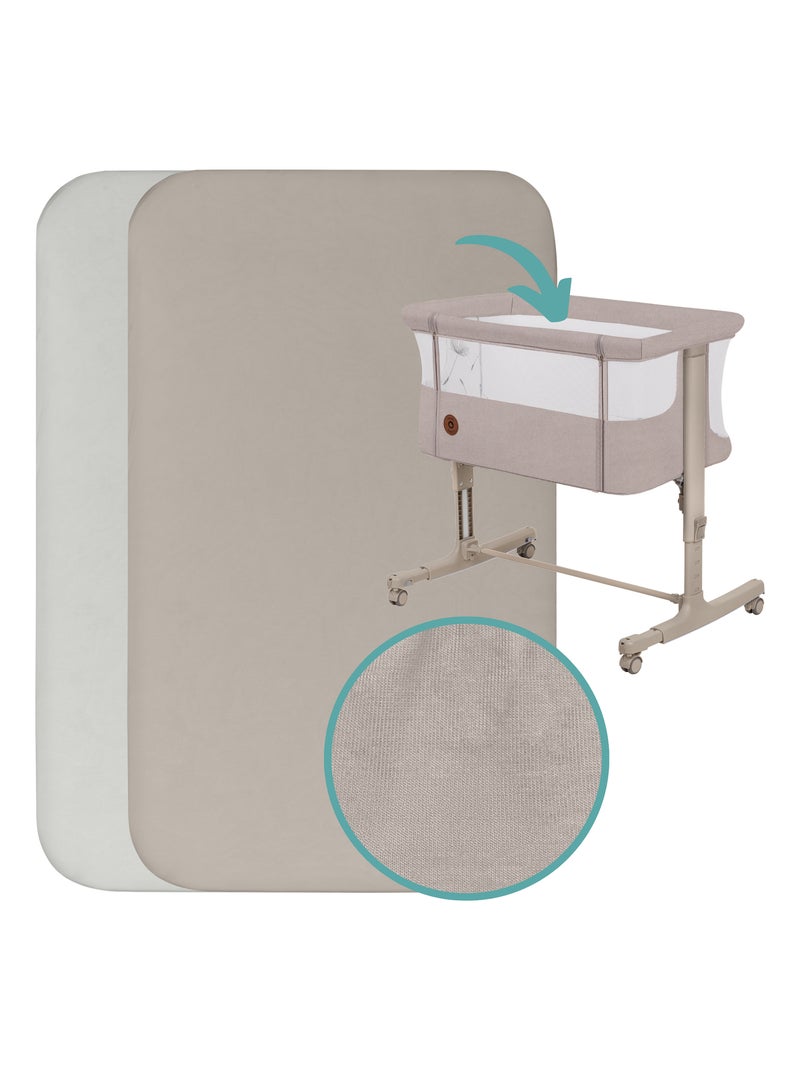 2 x Drap housse bébé 80x40 cm - LIONELO - Coton Beige - Kiabi