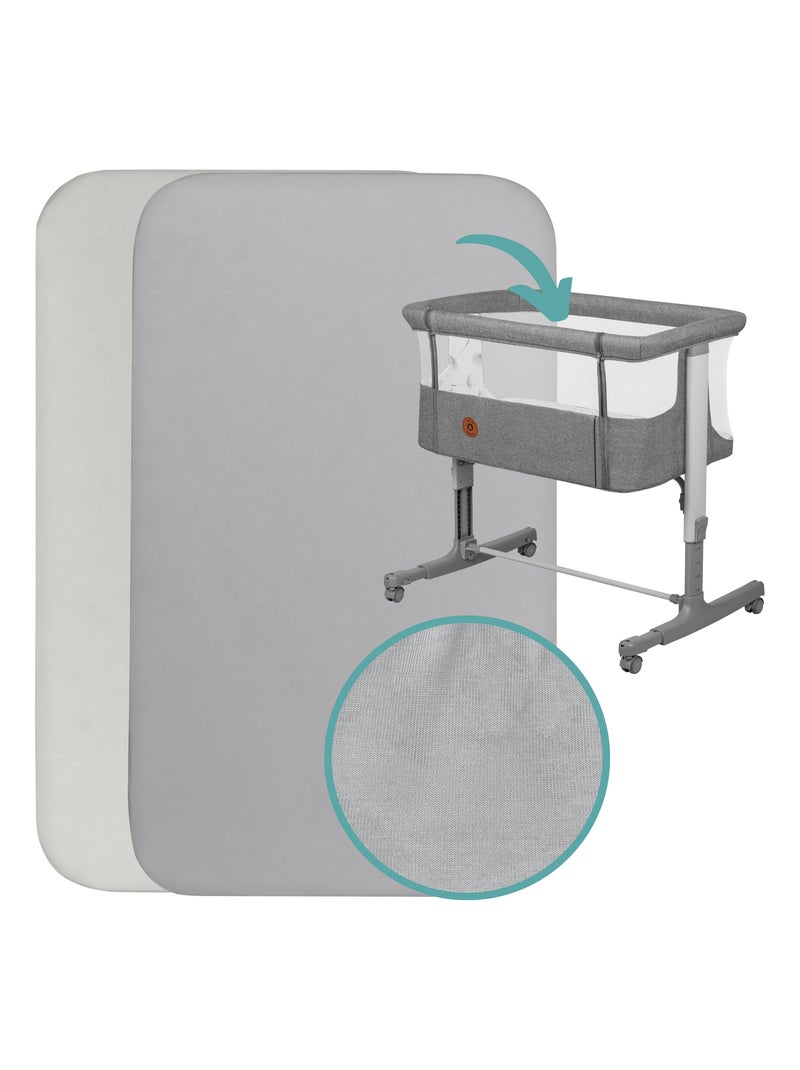 2 x Drap housse bébé 80x40 cm - LIONELO - Coton Gris - Kiabi