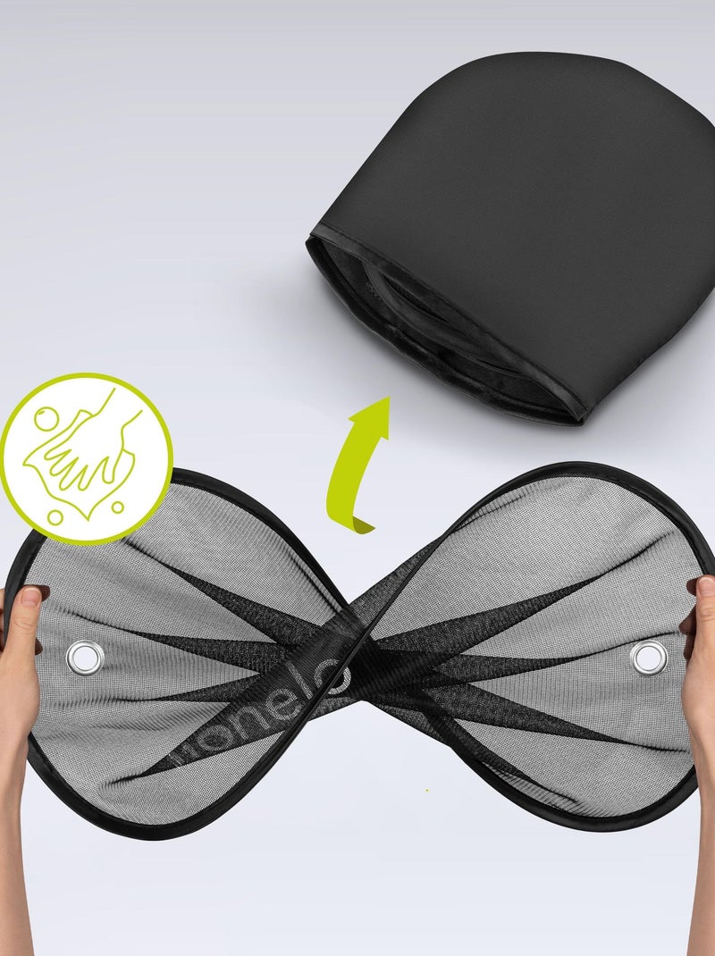 2 x Pare-Soleil de voiture  44x38 cm- LIONELO - Universel pour enfants - Protection UV - Noir Noir - Kiabi