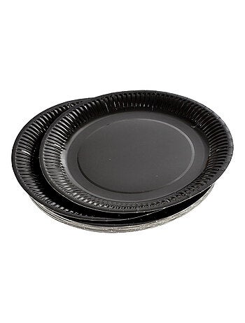 20 assiettes carton 23 cm Unies noir