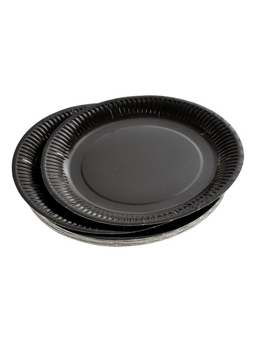 20 assiettes carton 23 cm Unies noir - Kiabi