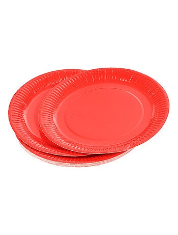 20 assiettes en carton 23 cm Unies rouge