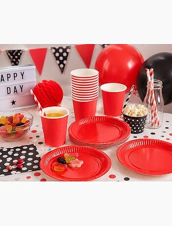 20 assiettes en carton 23 cm Unies rouge