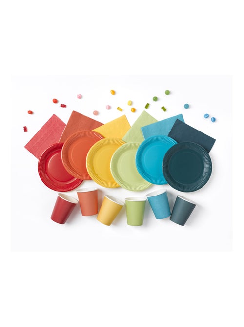 20 assiettes en carton 23 cm Unies rouge - Kiabi