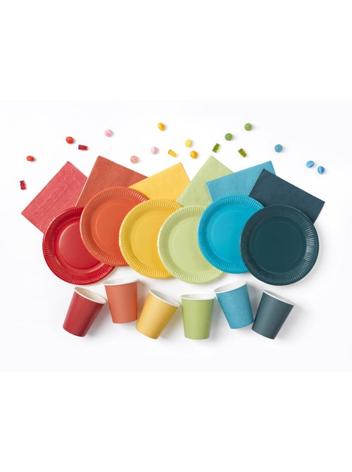 20 assiettes en carton 23 cm Unies rouge - Kiabi