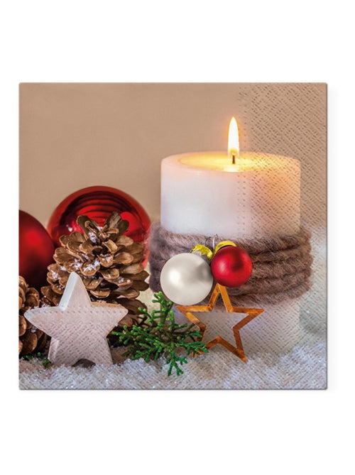 20 serviettes en papier 33 x 33 cm Bougie de Noel - Kiabi