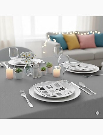 20 serviettes en papier 33 x 33 cm Chats gris