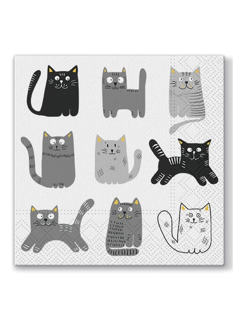 20 serviettes en papier 33 x 33 cm Chats gris - Kiabi