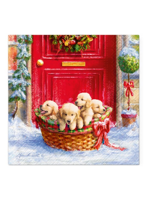 20 serviettes en papier 33 x 33 cm Chiots de Noel - Kiabi
