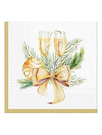 20 serviettes en papier 33 x 33 cm Coupe de champagne noel fete