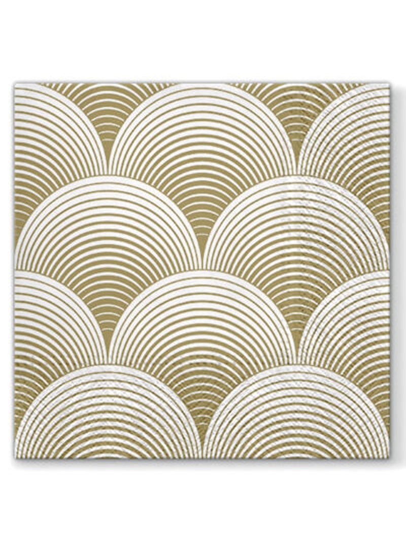 20 serviettes en papier 33 x 33 cm Eventails or Doré/or - Kiabi